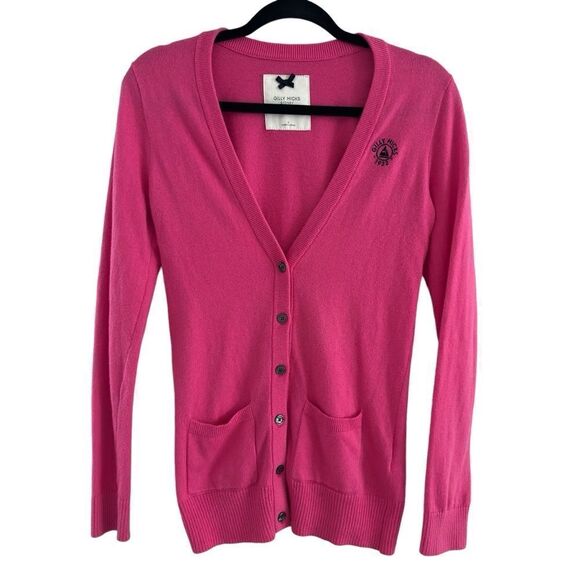 Gilly Hicks by Abercrombie & Fitch Pink Cardigan Sweater Preppy Academia Y2K‎ S - Picture 1 of 9